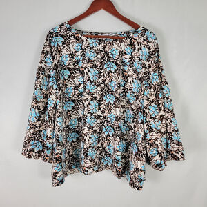 Elizabeth & James Shirt Womens 3XL READ Top Multicolor Floral Long Flare Sleeve‎